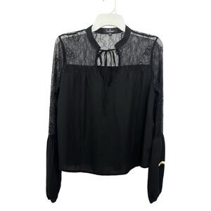 Lulu’s Black Sheer Lace Top Size Small Whimsigoth Dark Fairy Romantic Witchy
